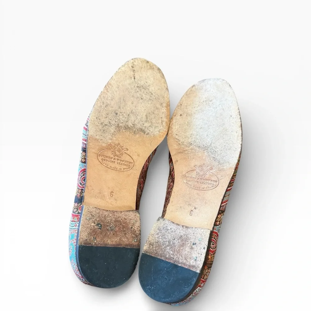 Stubbs & Wooten Paisley Printed Silk Fabric Loafers Size 6